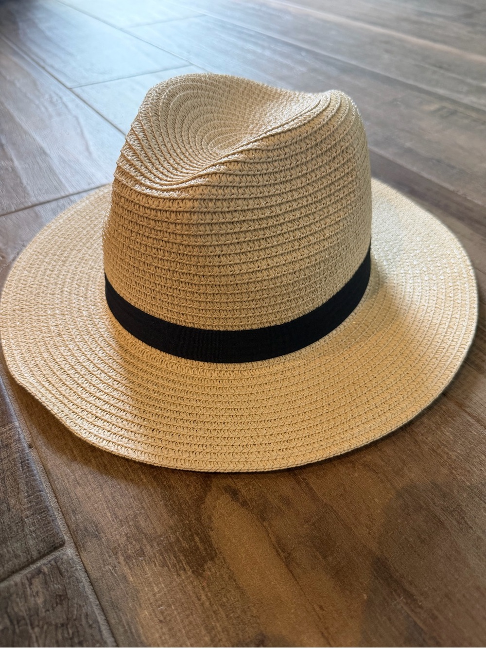 Classic Straw Fedora Hat with Black Band - Neutral